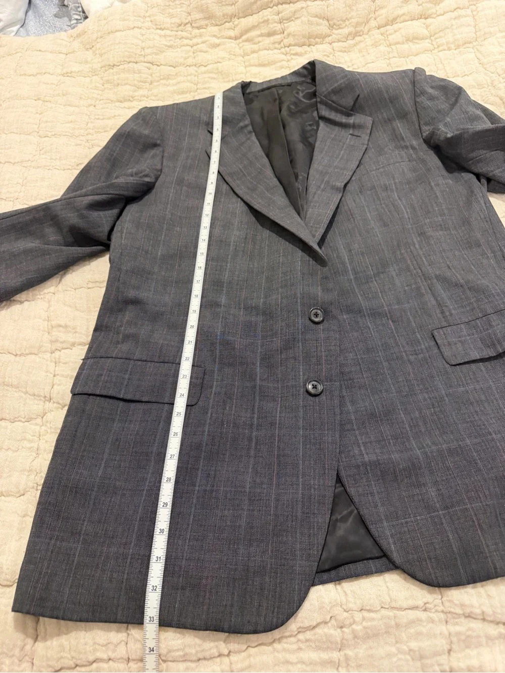 Vintage Hickey Freeman Charcoal Gray Windowpane Boardroom Collection Blazer